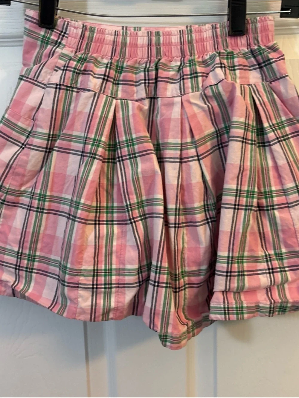 Gymboree Pink Plaid Circle Skirt with Green Accents